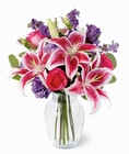 Bright & Beautiful Bouquet - Stargazers & Purple Stock from Olney's Flowers of Rome in Rome, NY